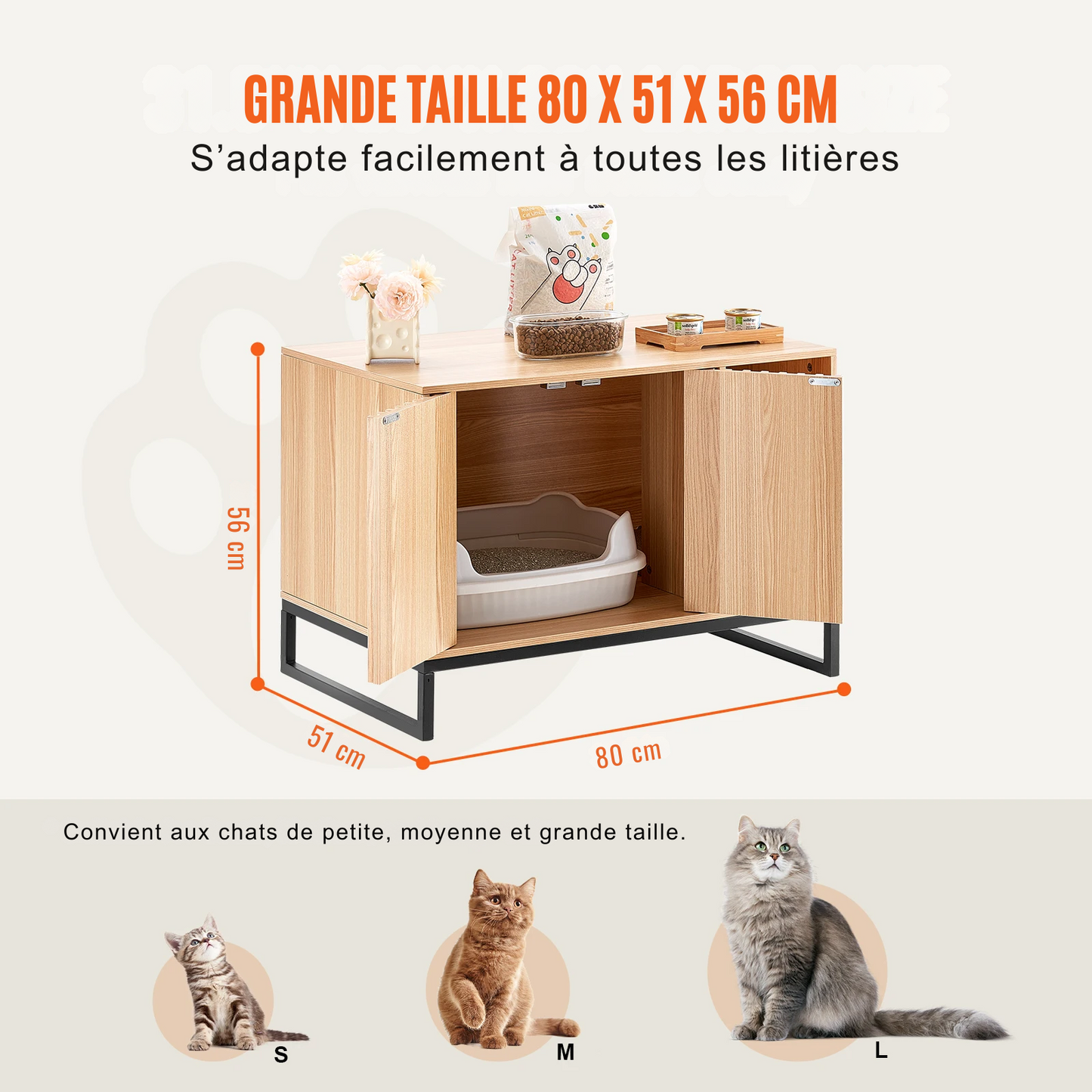 Meuble Litière pour chat en bois