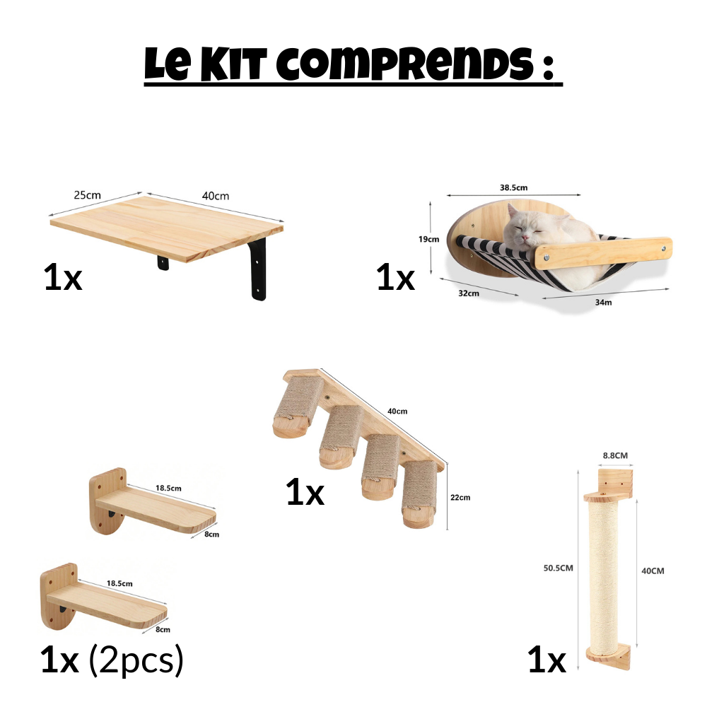 Kit Complet Mur d'escalade pour chat Kit'n'Go™