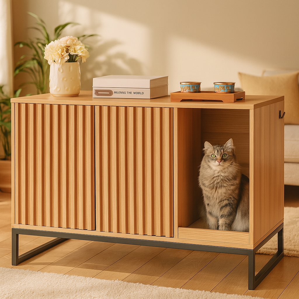 Meuble Litière pour chat en bois