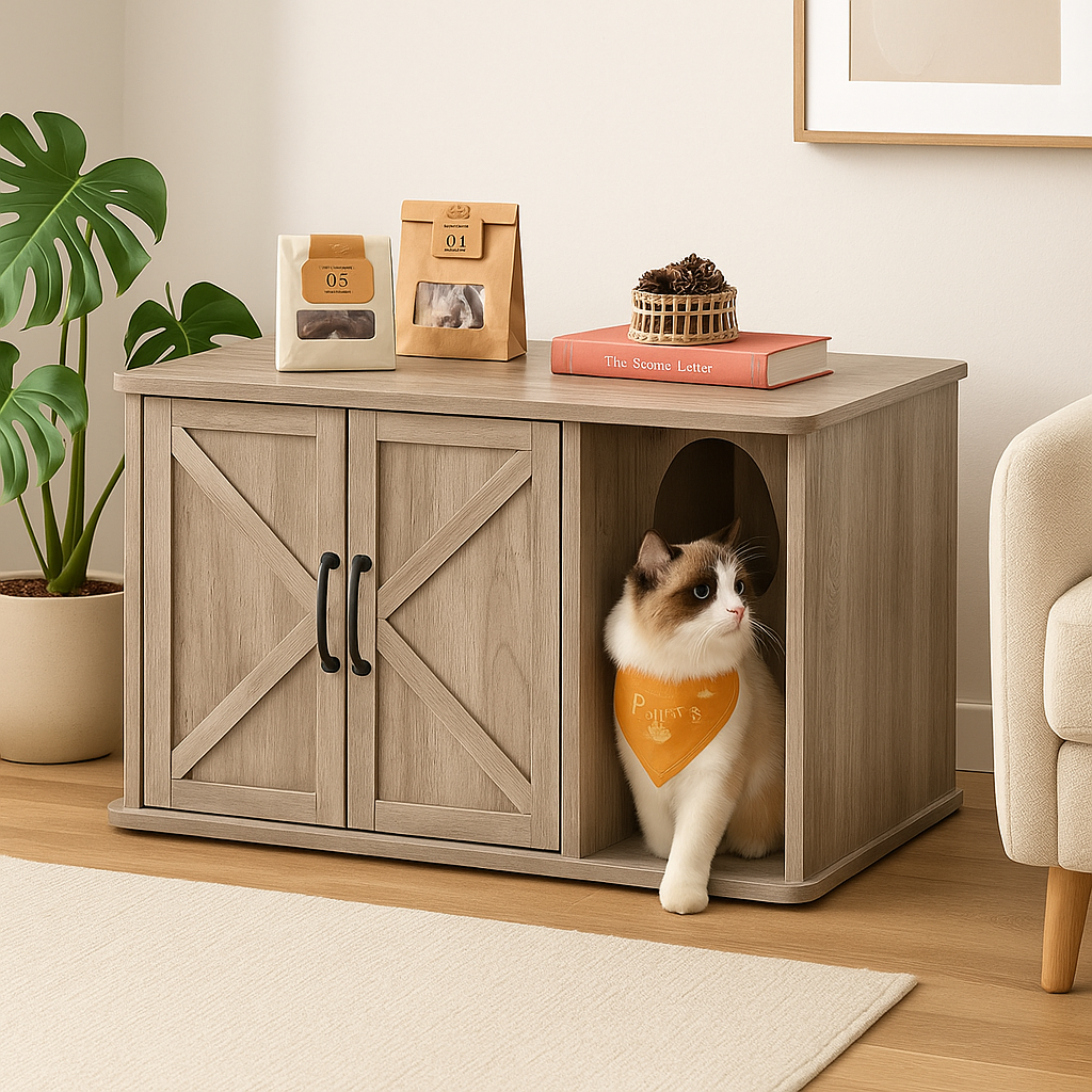 Meuble a litière pour chat