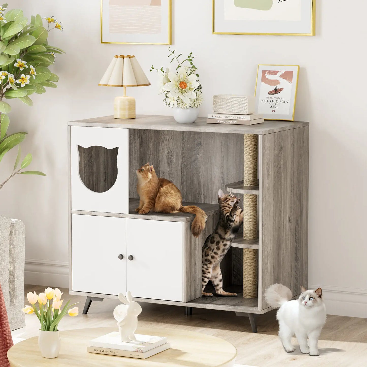 Meuble litière à chat