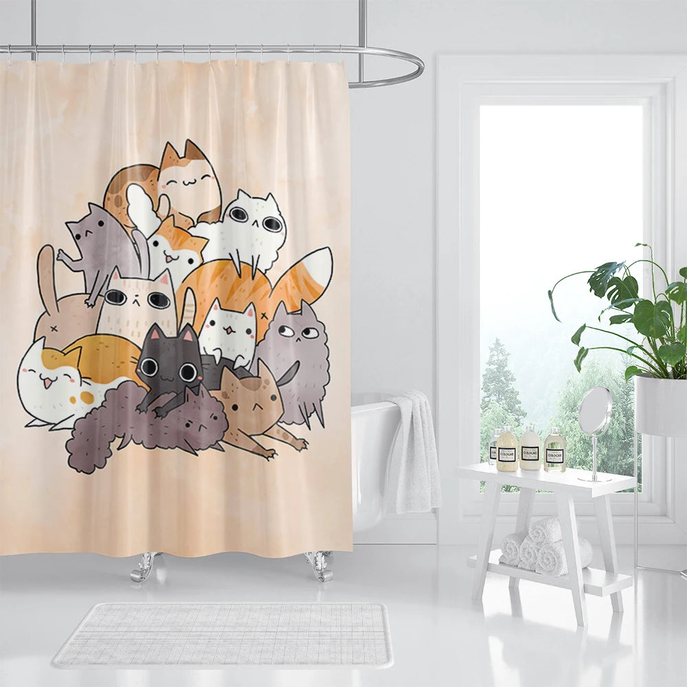 Rideau De Douche Chat Animé