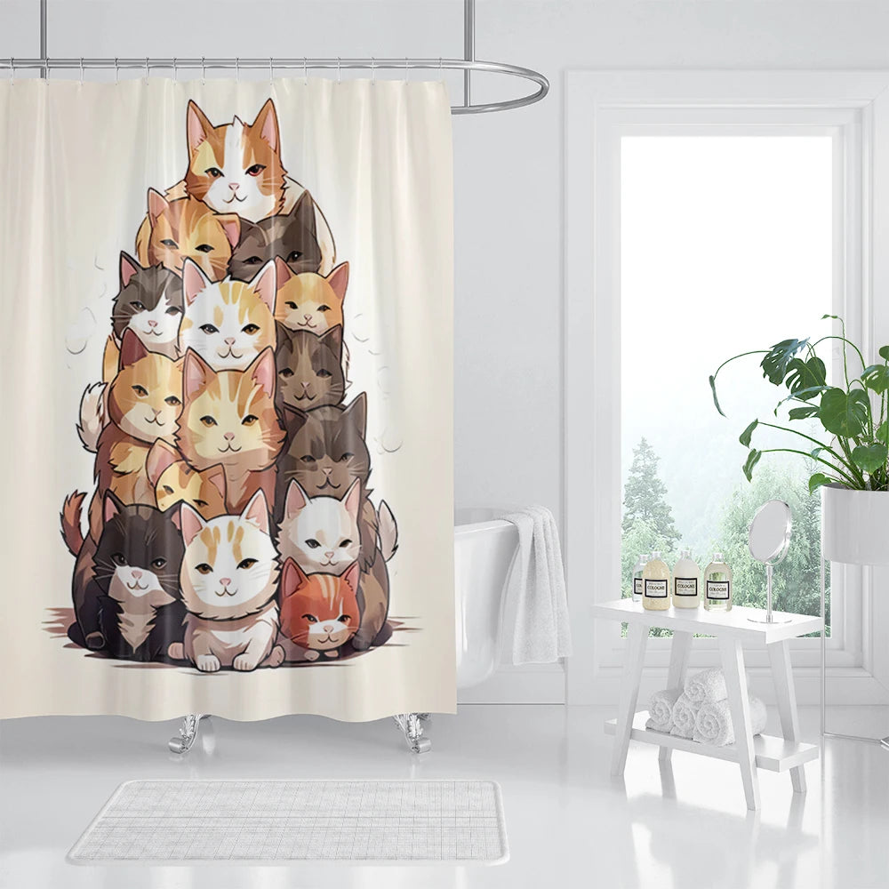 Rideau De Douche Chat Animé