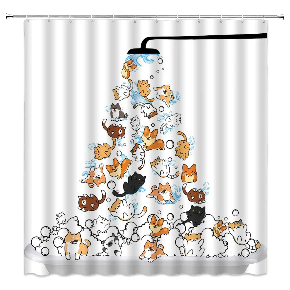 Rideau De Douche Chat Animé
