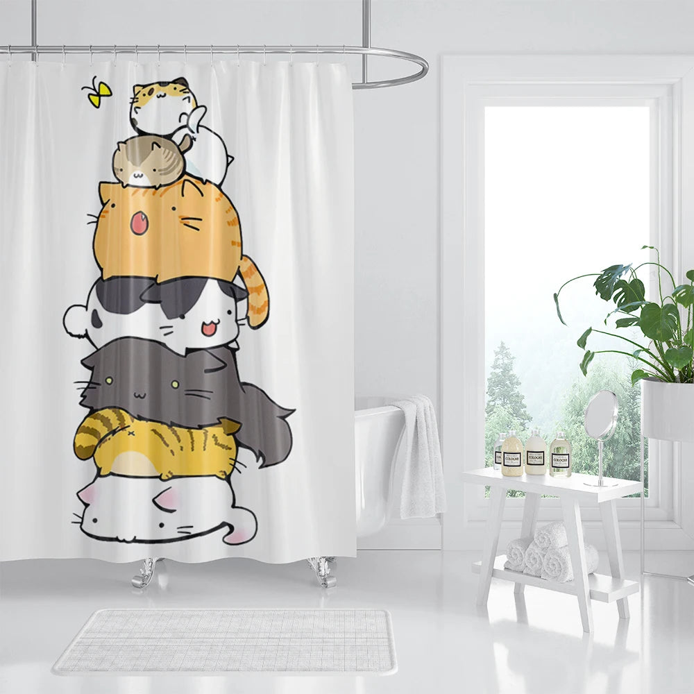 Rideau De Douche Chat Animé