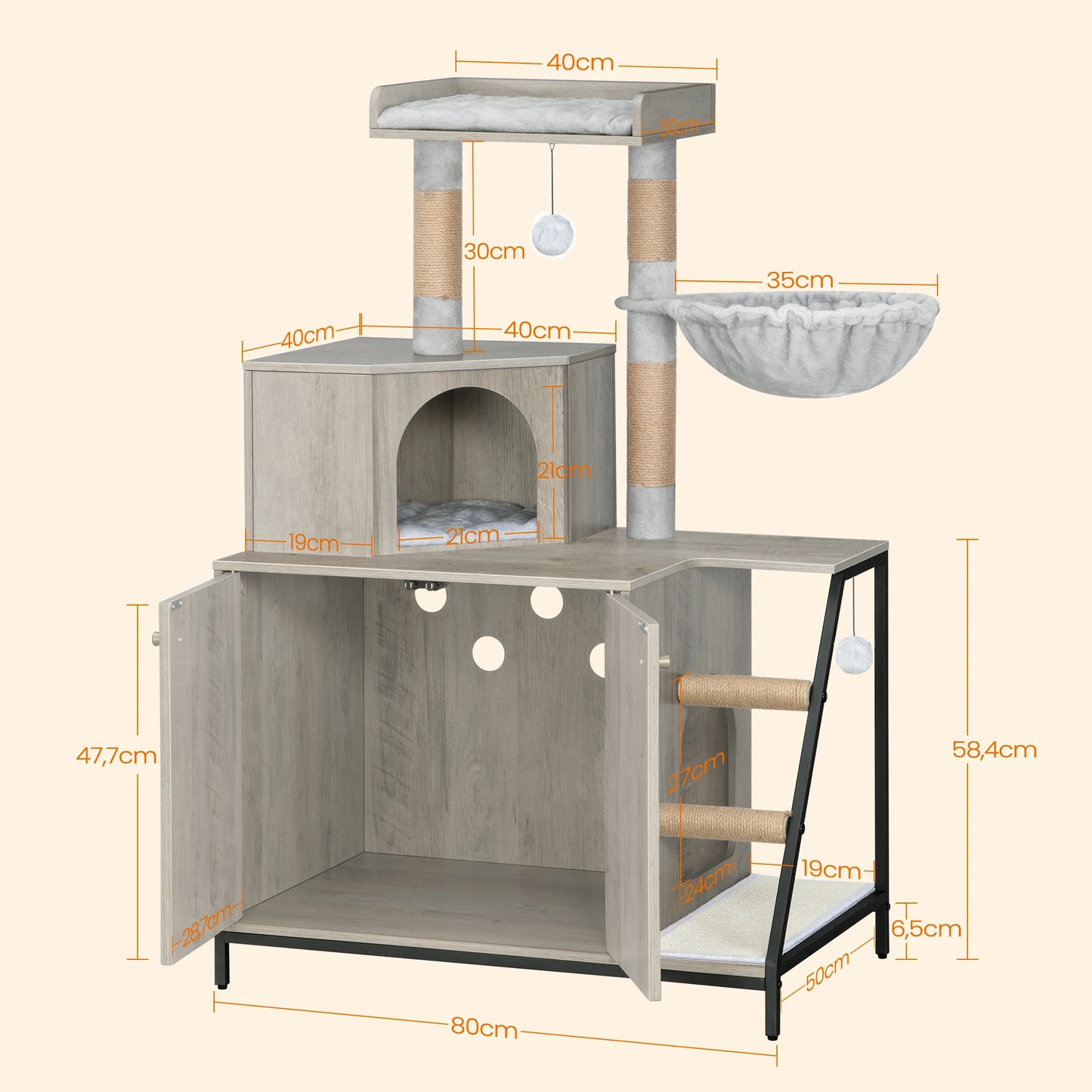 Meuble pour litière de chat