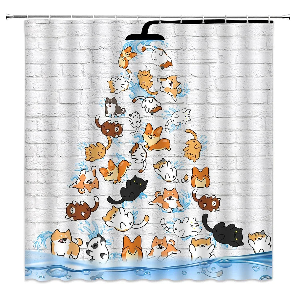 Rideau De Douche Chat Animé