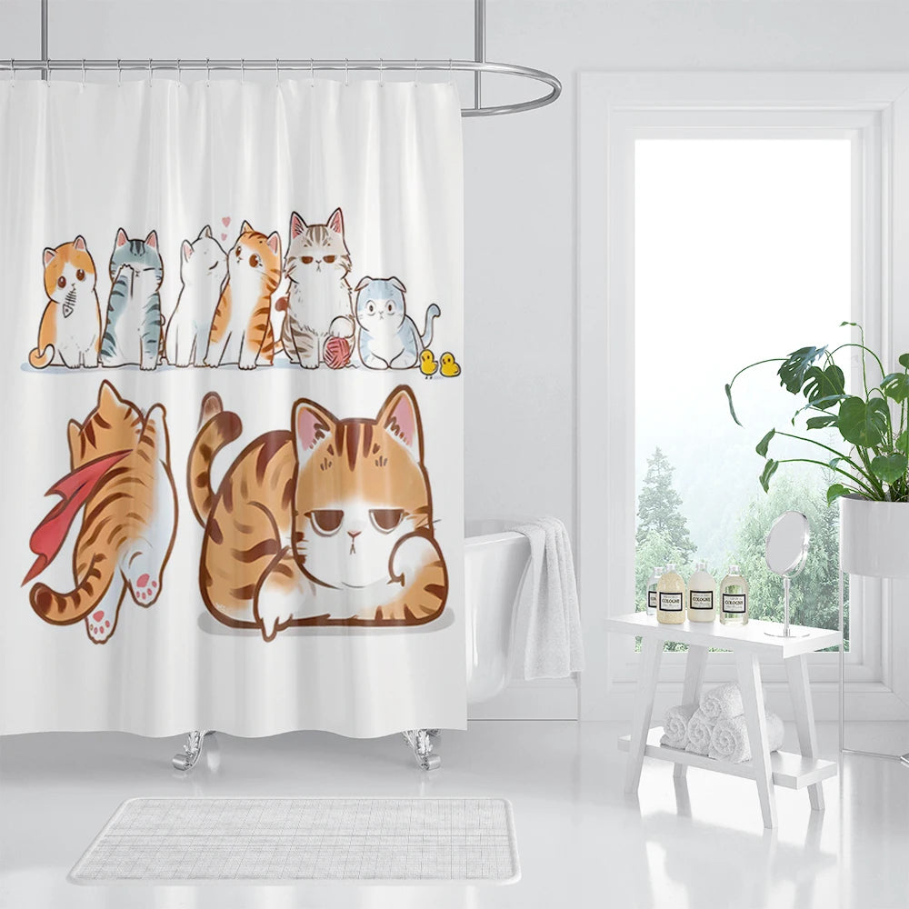 Rideau De Douche Chat Animé