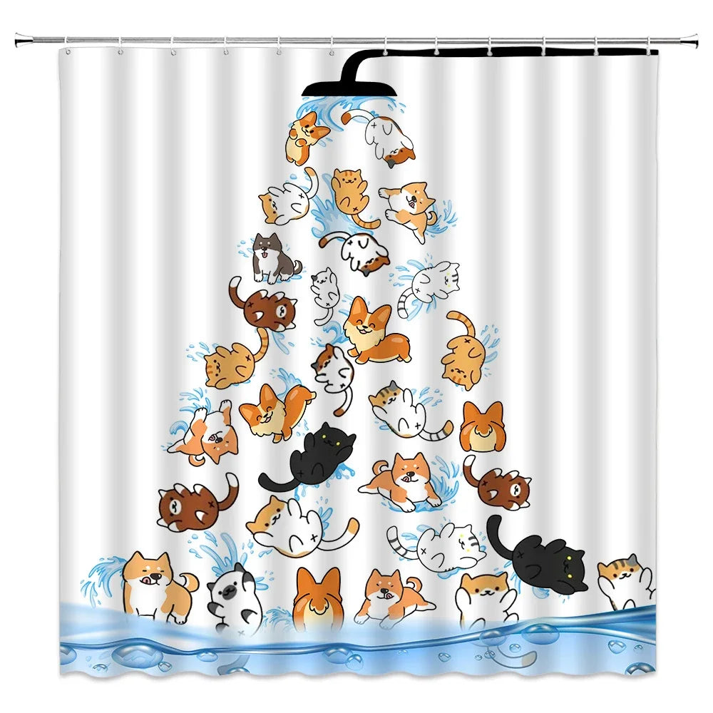 Rideau De Douche Chat Animé
