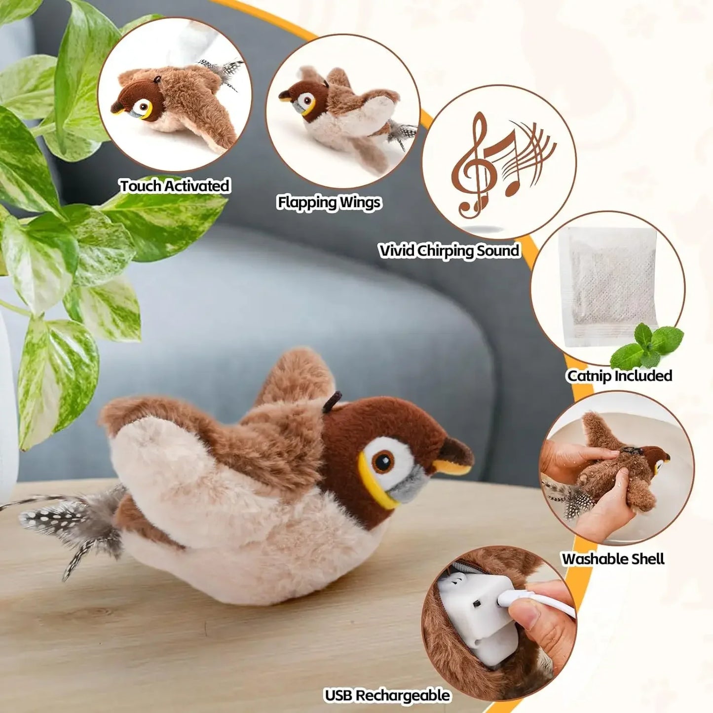Jouet Oiseau Interactif Pour Chat
