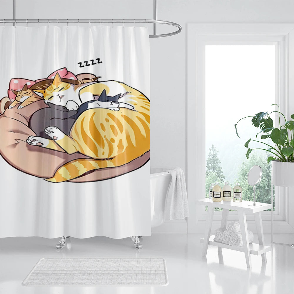 Rideau De Douche Chat Animé