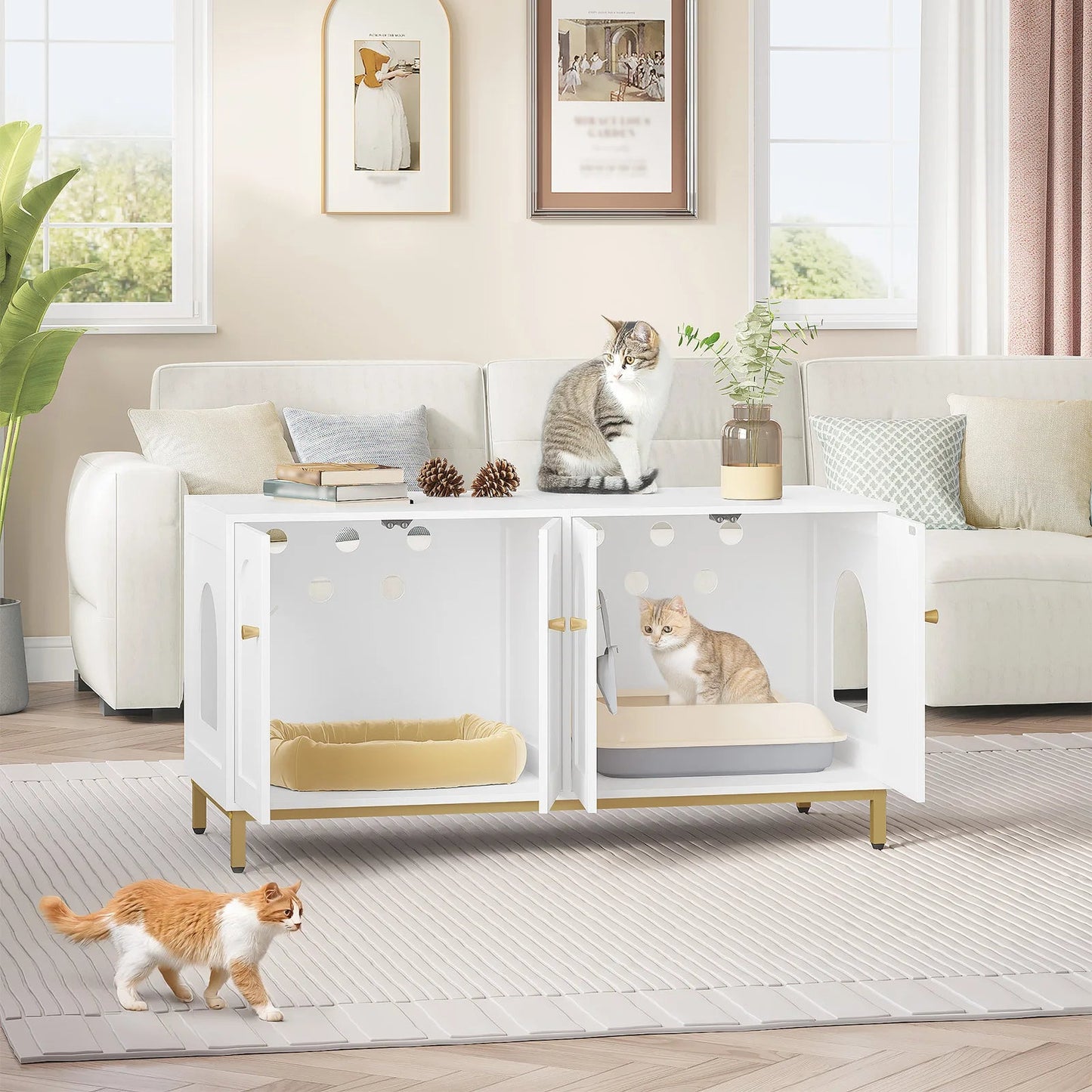Meuble pour litière chat