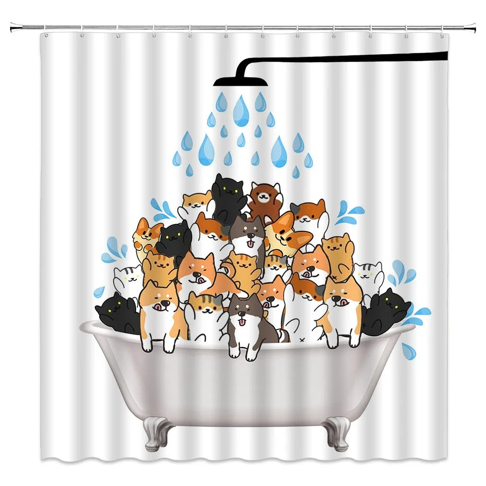Rideau De Douche Chat Animé