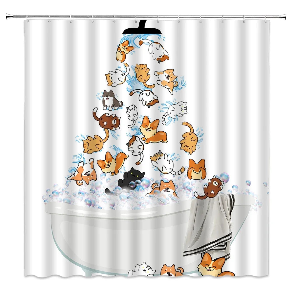 Rideau De Douche Chat Animé