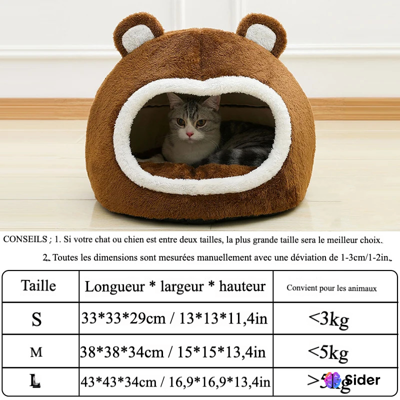 Niche Pour Chat en Peluche Marron