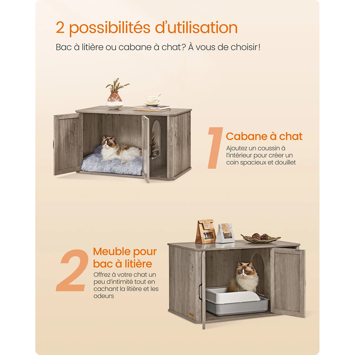 Meuble a litière pour chat