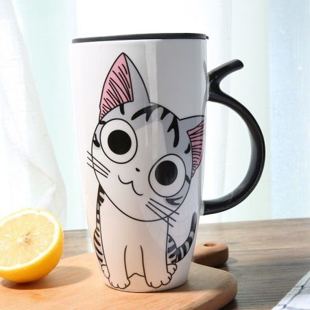 Mug chat avec couvercle