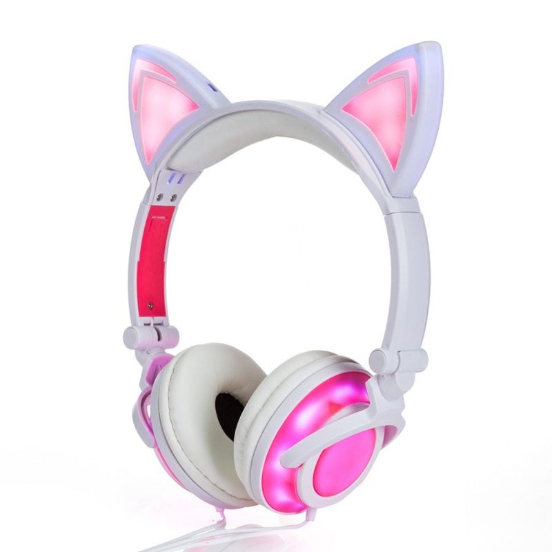XIEJ Casque audio pour enfants avec micro, brillant, filaire réglable,  confortable, léger et moelleux oreilles de chat pour enfants, filles,  garçons, bébés, cosplay : : High-Tech