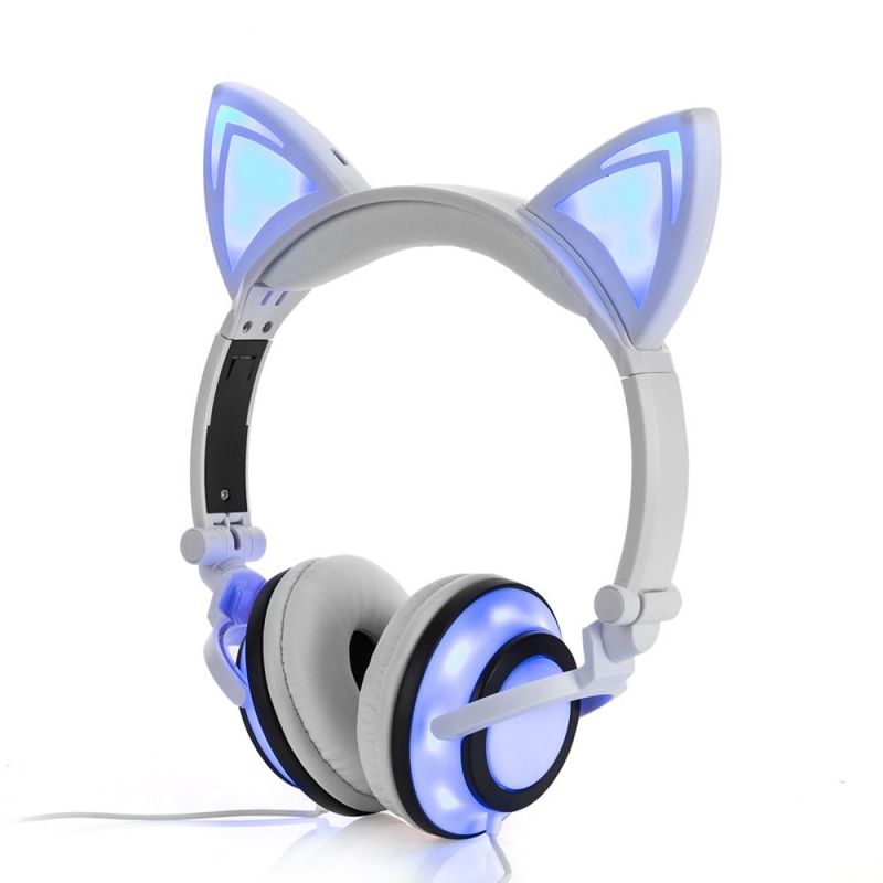 XIEJ Casque audio pour enfants avec micro, brillant, filaire réglable,  confortable, léger et moelleux oreilles de chat pour enfants, filles,  garçons, bébés, cosplay : : High-Tech
