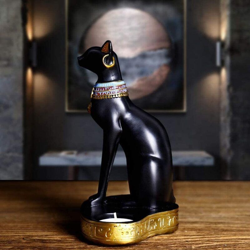 chat - Décoration d'intérieur - Statue chat égyptien - Bougeoir vintage  créatif et élégant pour chambre à coucher, table à manger, meuble TV, salle  d'étu, salon, bureau Puchen : : Cuisine et