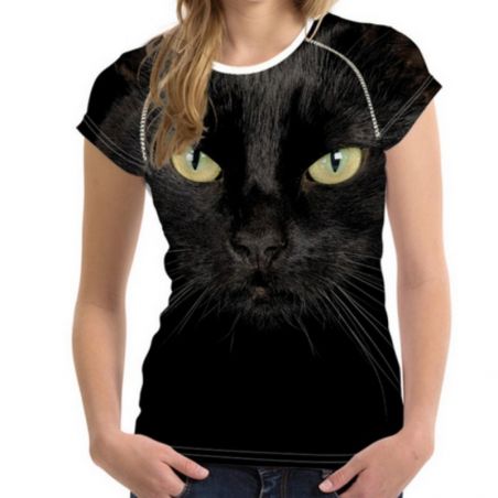 Tee shirt chat noir 3d