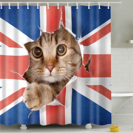 Rideau de douche motif chat anglais