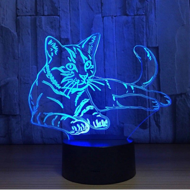 Lampe DAmbiance Nouveauté KangYD La Lampe Visuelle 3D De Visage De Chat Couleur Audio De Base De Bluetooth 5 Lampe DArt Illusion DOptique A LED La Lumière De Nuit 