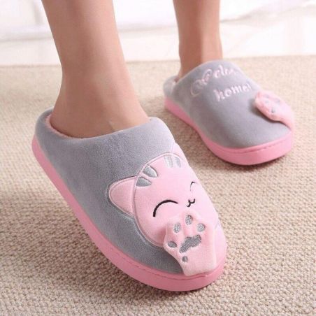 chausson chat femme