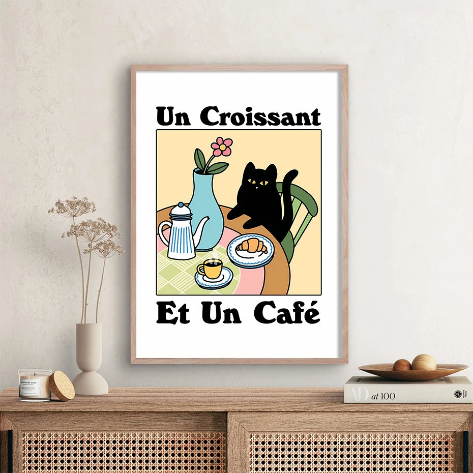 Tableau Chat Croissant Et Café