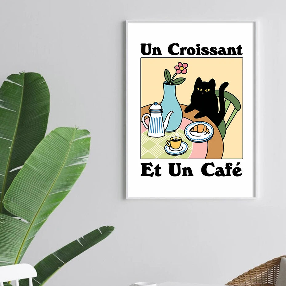 Tableau Chat Croissant Et Café