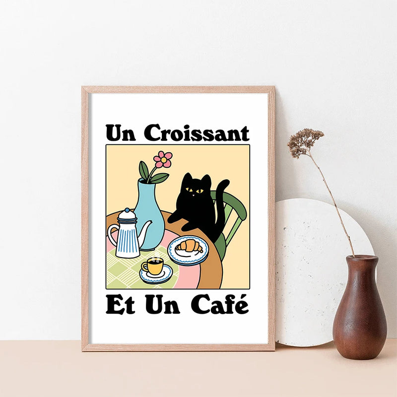 Tableau Chat Croissant Et Café