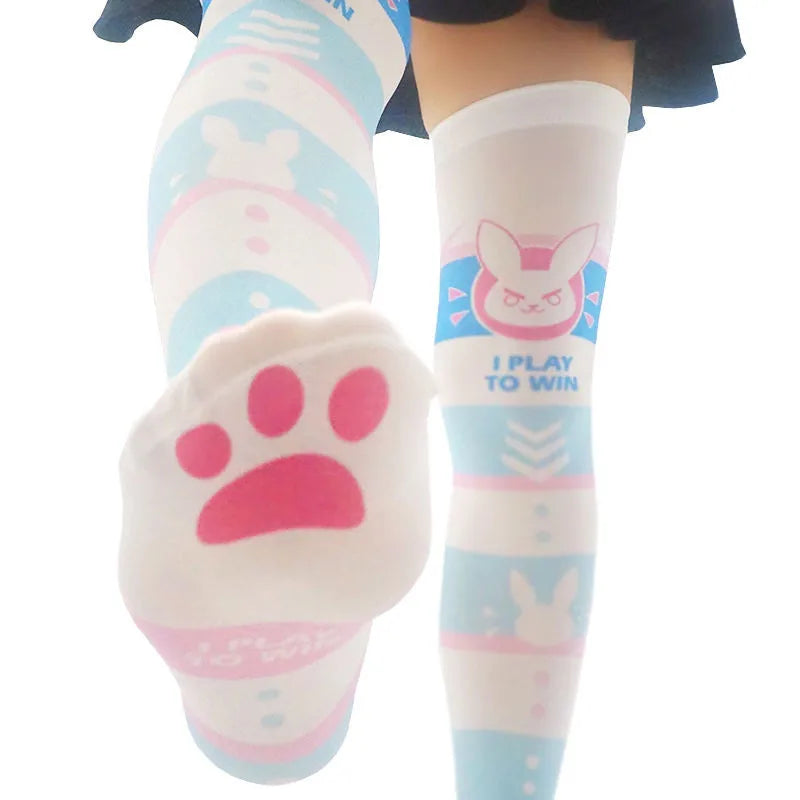 Collant Chat Kawaii Rose Et Bleu