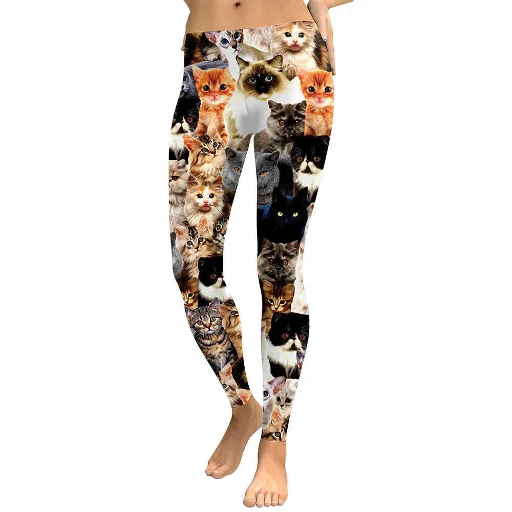 ﻿Pantalon Legging Chat Imprimé 3D