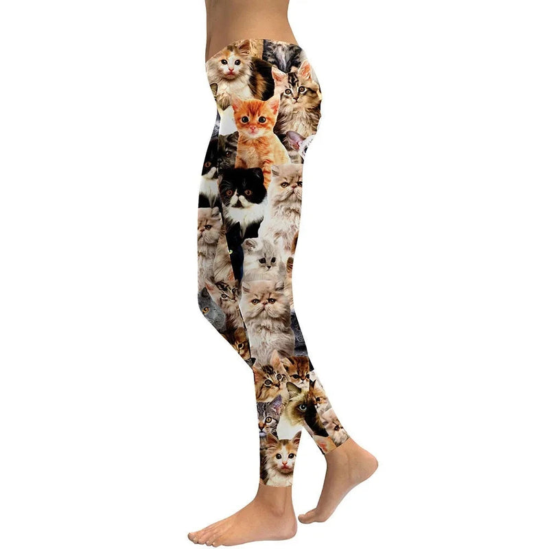 ﻿Pantalon Legging Chat Imprimé 3D