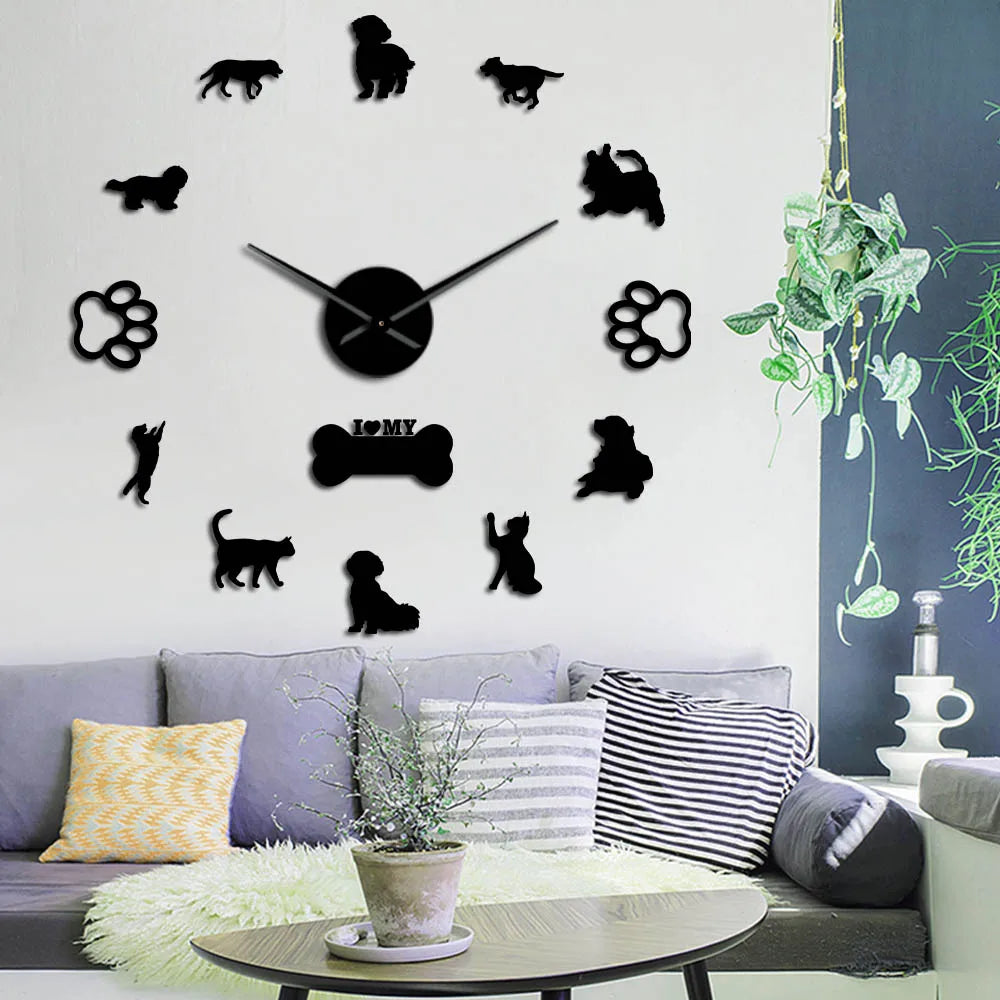 Horloge Chat Murale 3D