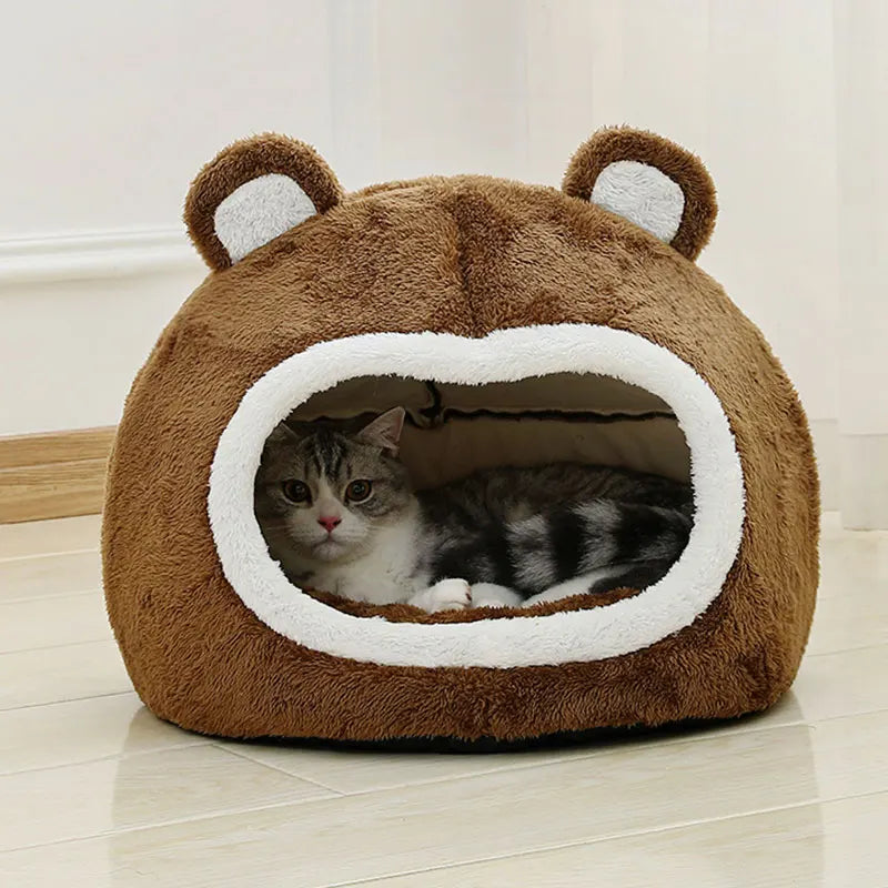 Niche Pour Chat en Peluche Marron