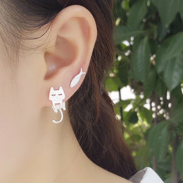 Boucle d'oreille chat enfant