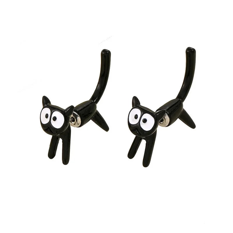 Boucle d'oreille chat noir