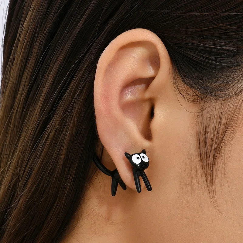 Boucle d'oreille chat noir