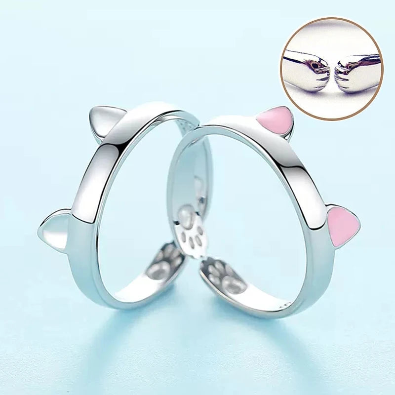 Bague chat en argent