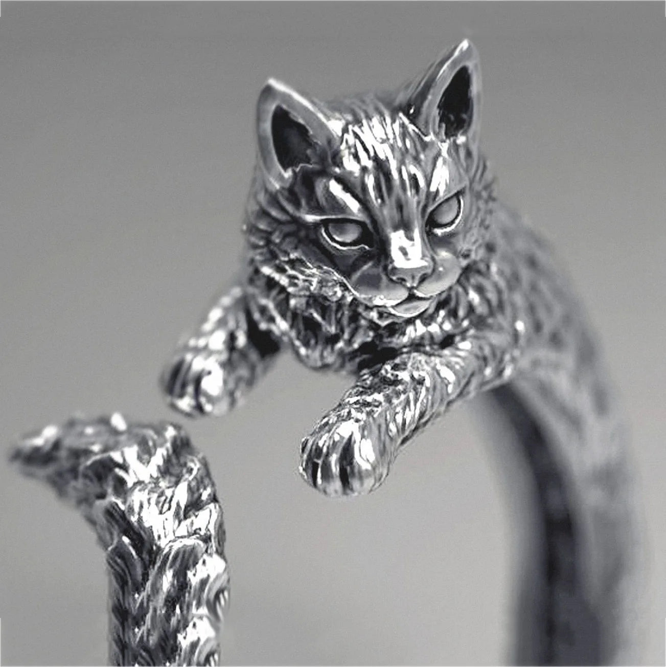 Bague chat argent