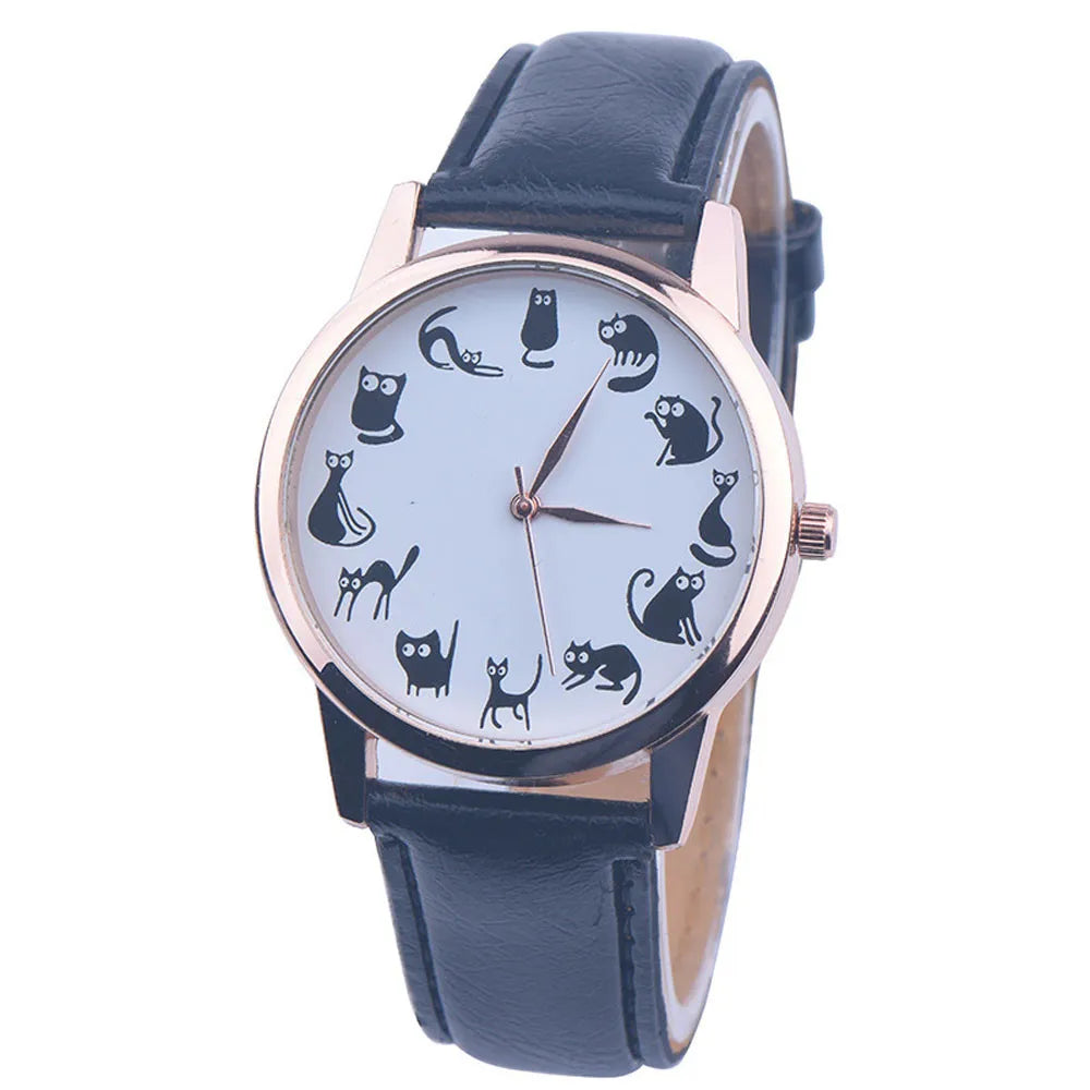 Montre femme motif chat