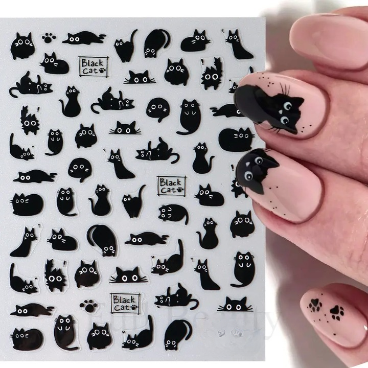 Nail Art Chat Noir