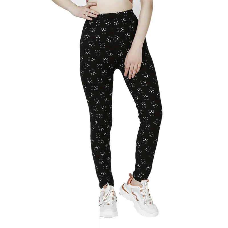 Pantalon Legging Tête de Chat Noir