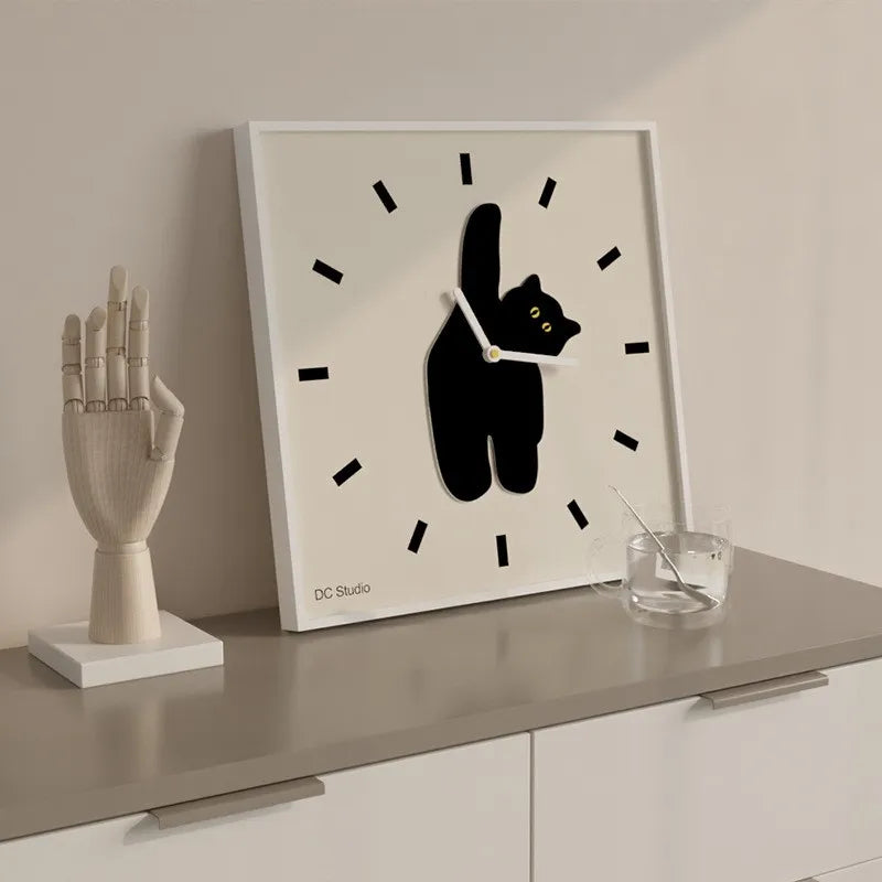 Horloge Murale Chat Noir Scandinave