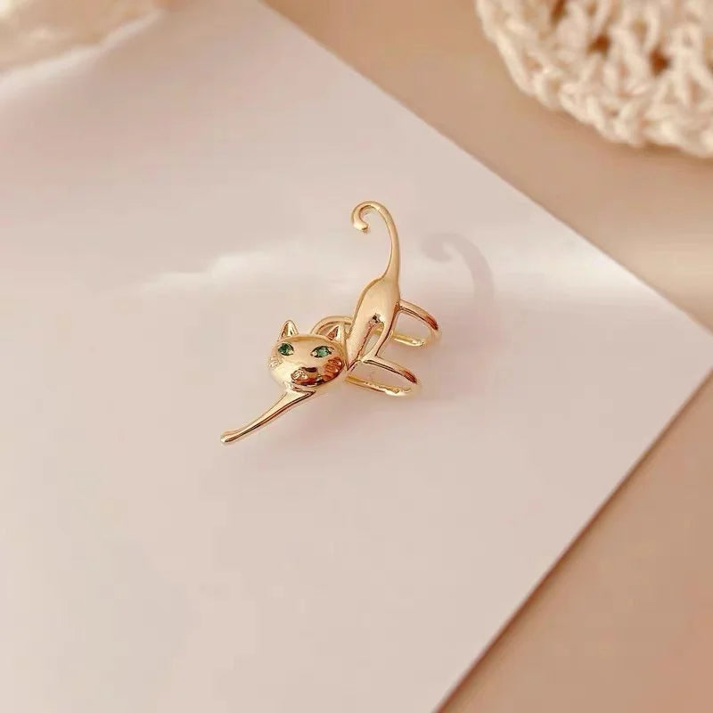 Boucle d'oreille chat or