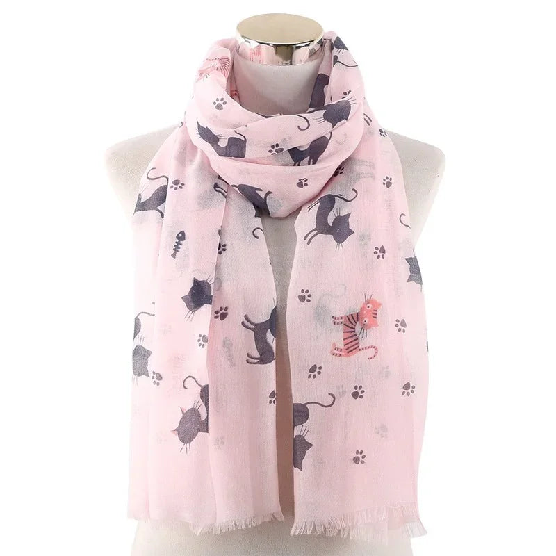 Foulard Femme Chat en Viscose