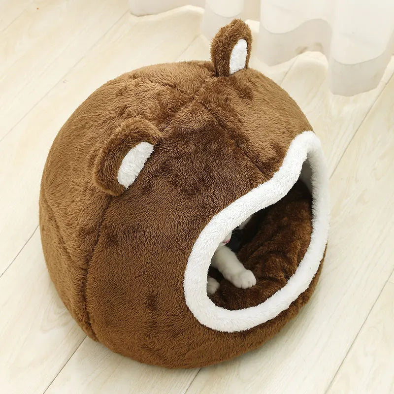 Niche Pour Chat en Peluche Marron