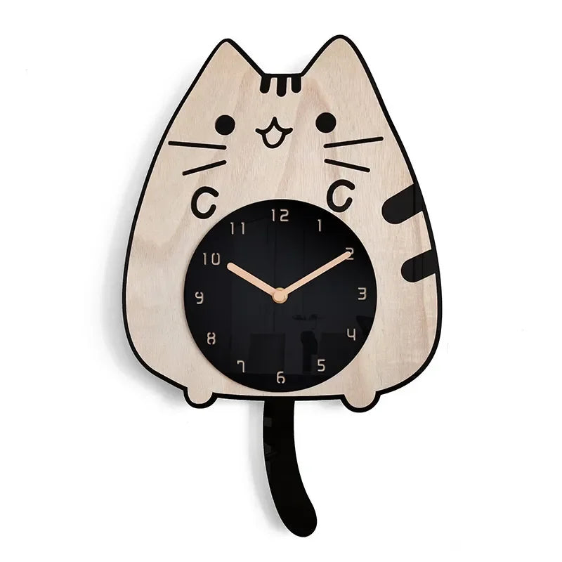 Horloge Chat en Bois