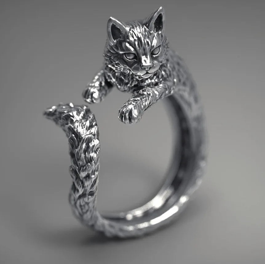 Bague chat argent